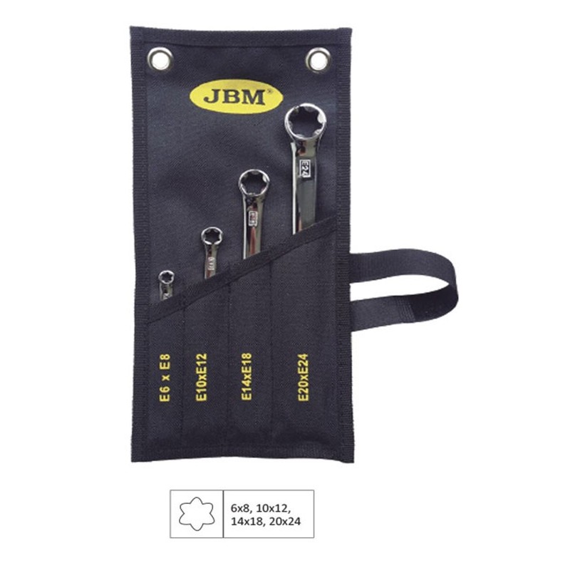 JUEGO DE 4 LLAVES TORX PLANAS EN BOLSA DE TELA 51747