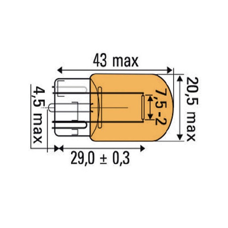 LÁMPARA OBN WEDGE 21W 12V T20 AMBAR 52863