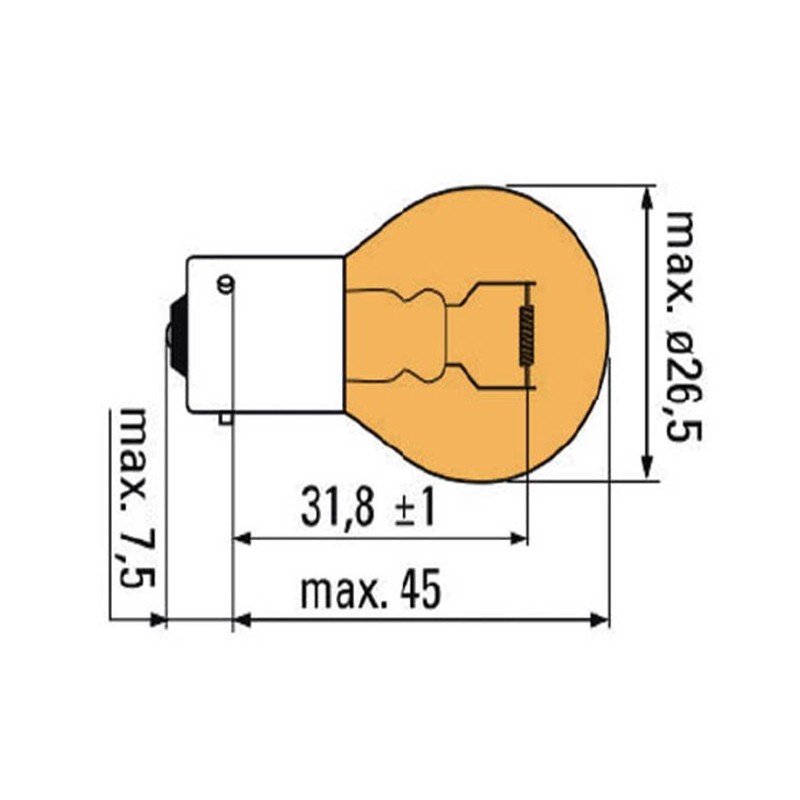 LÁMPARA OBN AMBAR 12V 21W BAU15S 52867