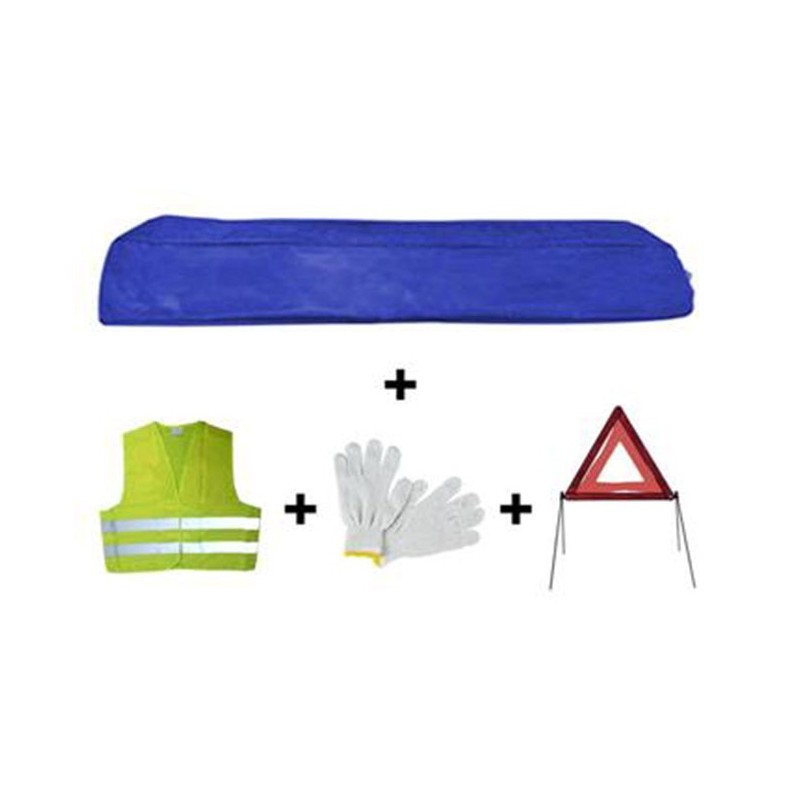 KIT EMERGENCIA BOLSA AZUL MINI+TRIANGULO+CHALECO+GUANTES 53169