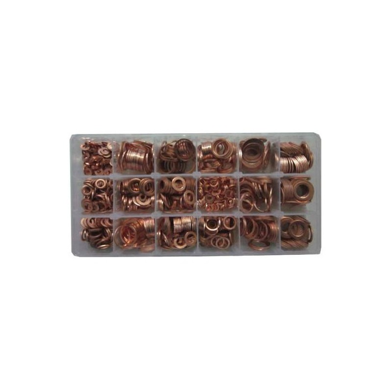 ESTUCHE DE ARANDELAS 18 COBRE 900 PIEZAS 52030