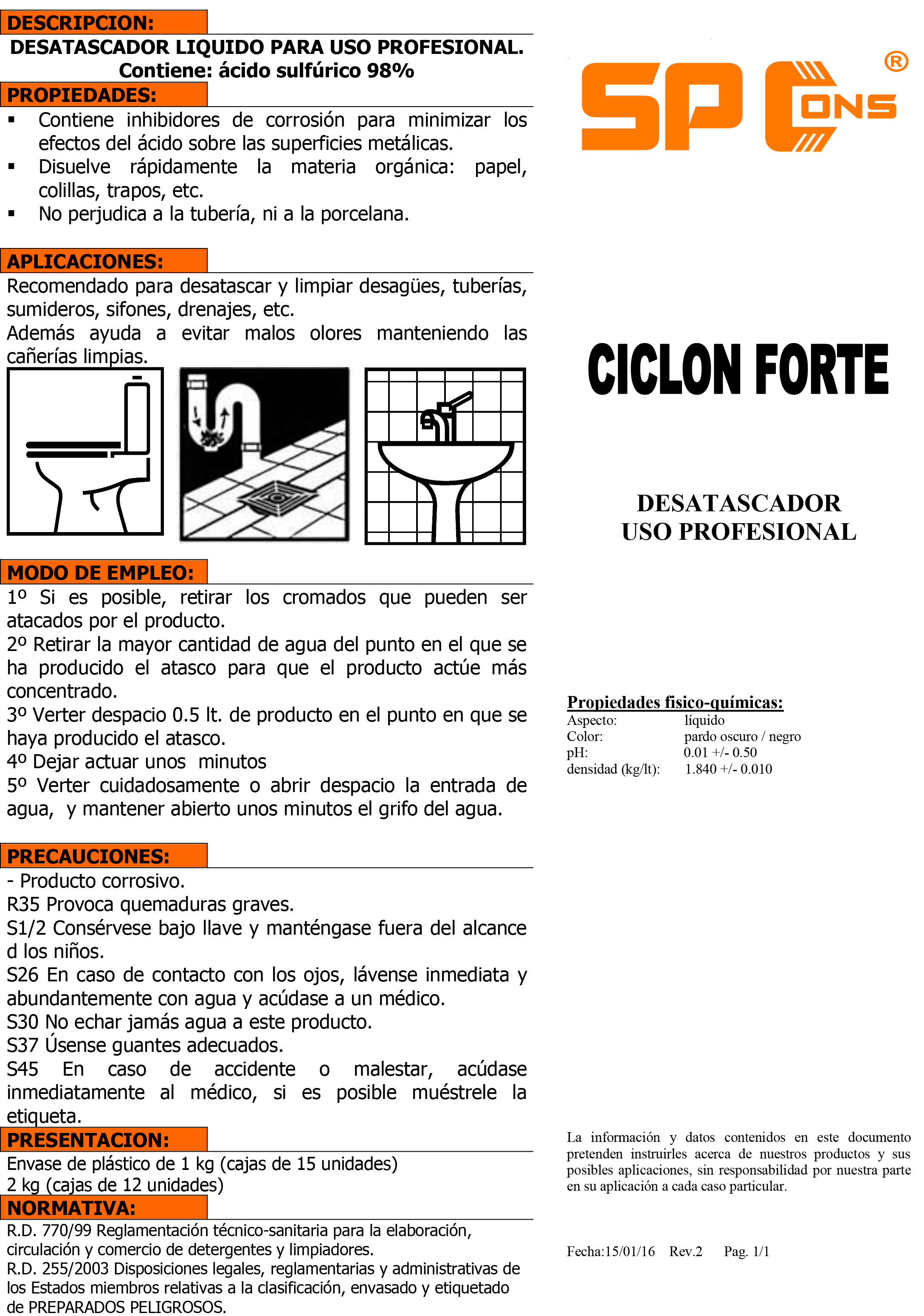 desatascador de tuberías y sifones líquido